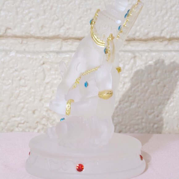 GANESH CLEAR GLAZE CRYSTAL STATUE-Bejeweled Resin Stone-4.5 in Figurine-Success - Picture 8 of 16